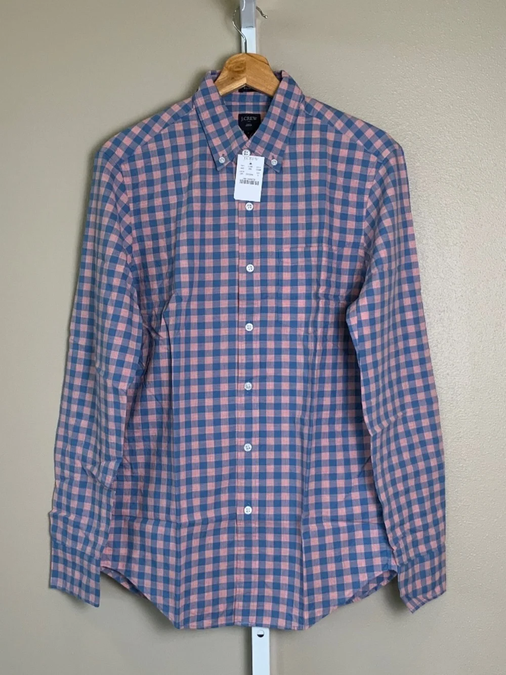 J. Crew Slim Heathered Cotton Gingham Button Down Oxford Shirt